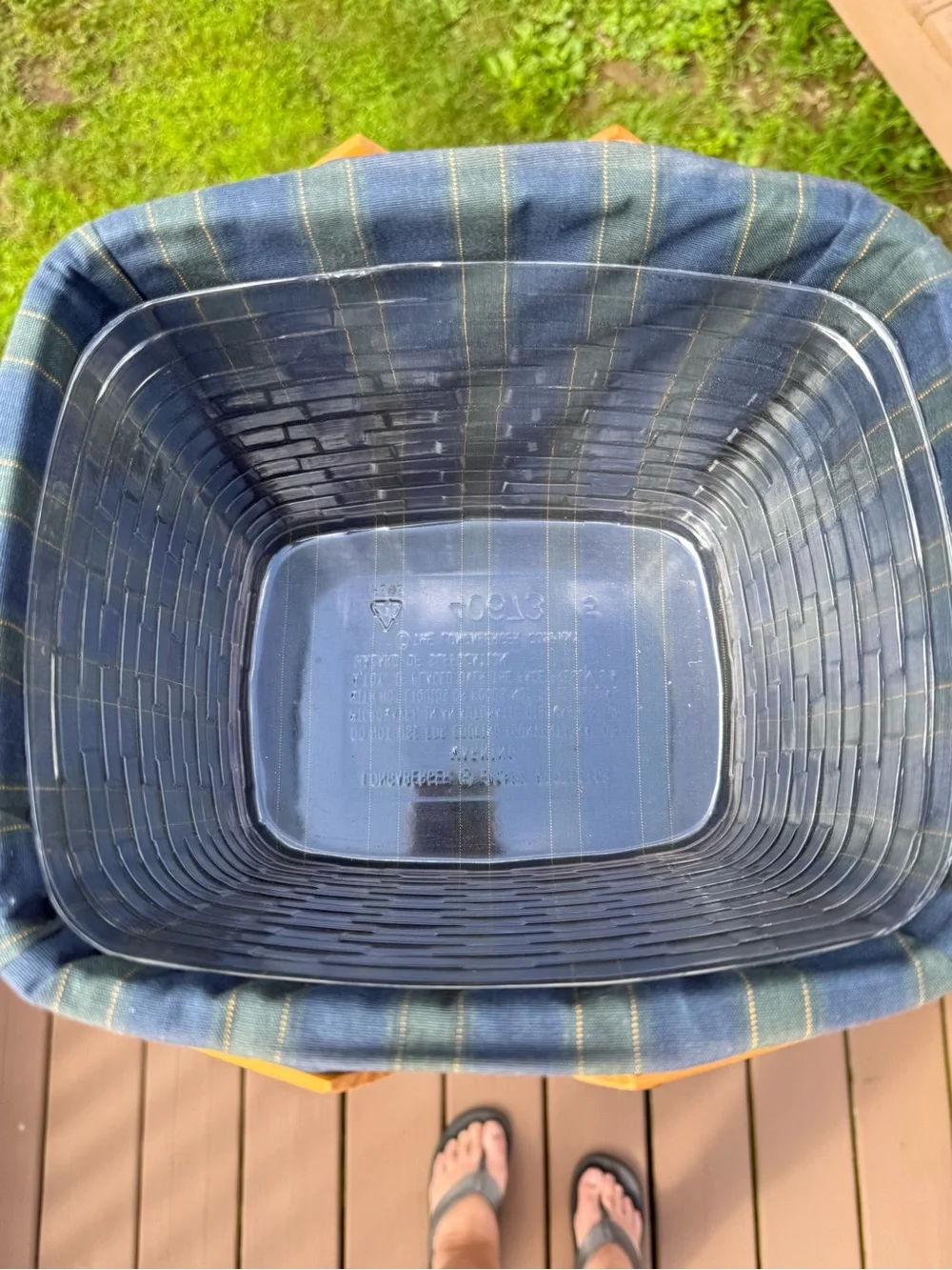Longaberger Collectors Club Harbor Basket Blue/Green Plaid Lined 1998